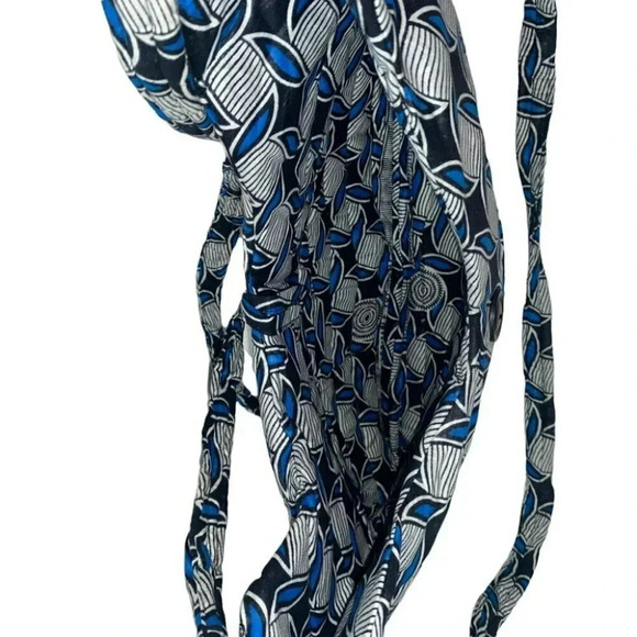 Quilted blue black white boho print large lightweight crossbody - Picture 3 of 7
